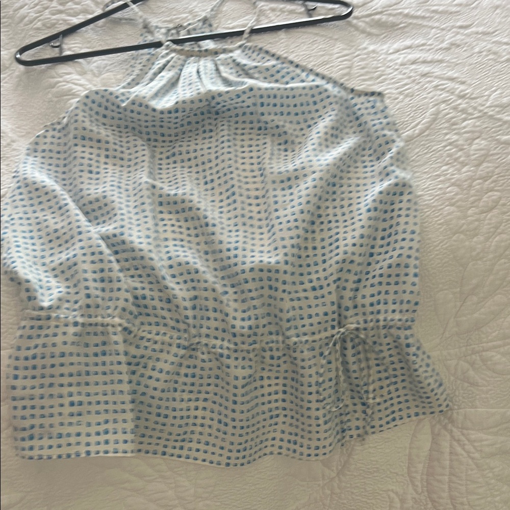 Blue and White Women's Top